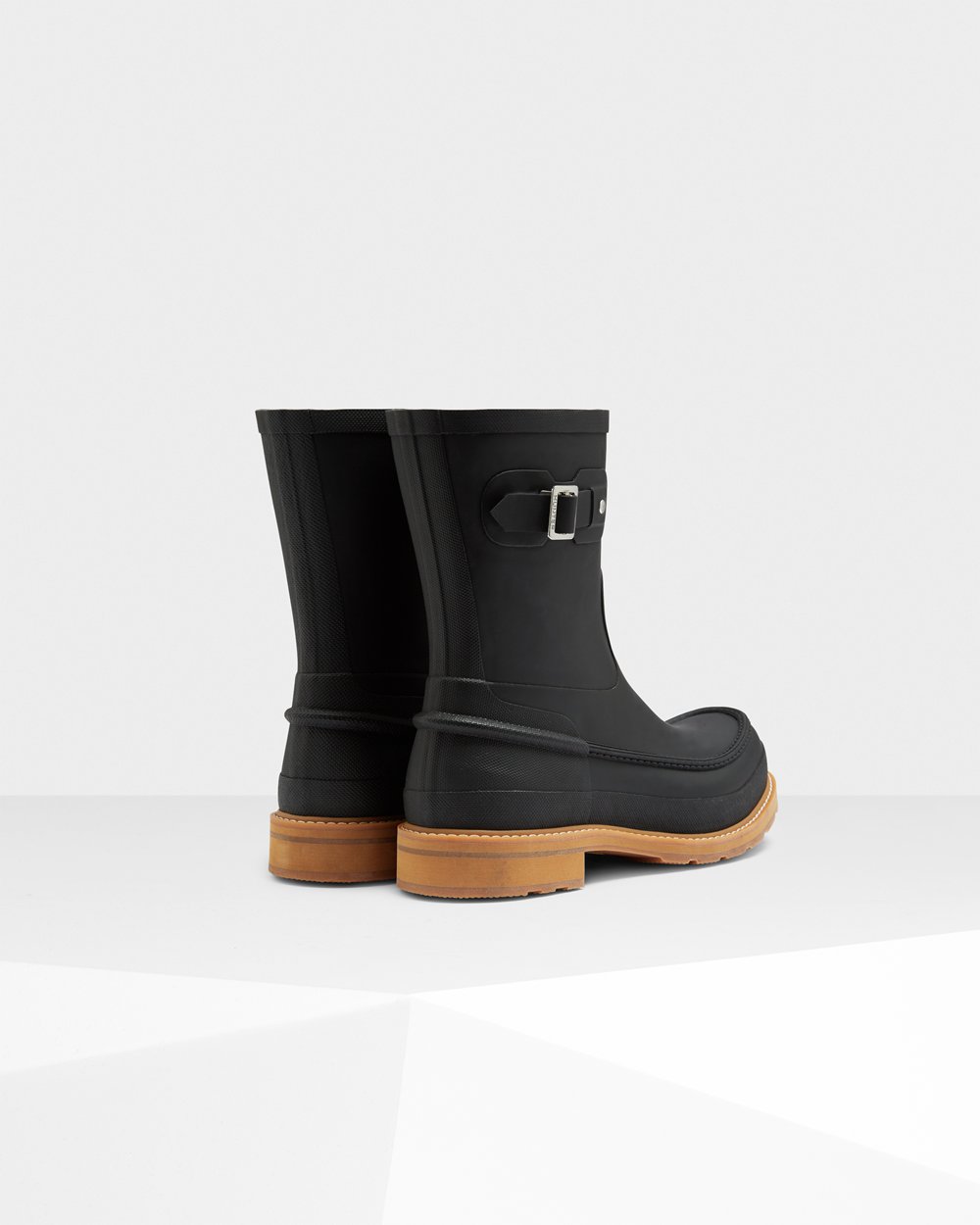 Mens Short Rain Boots - Hunter Original Moc Toe (74RTGVKQA) - Black